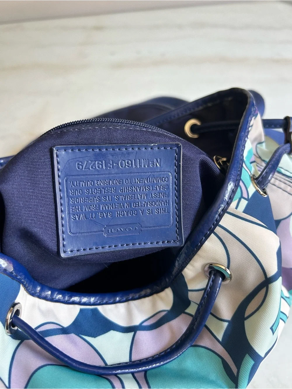 Coach Kyra Scarf Print Nylon Backpack + Matching Wristlet F19279